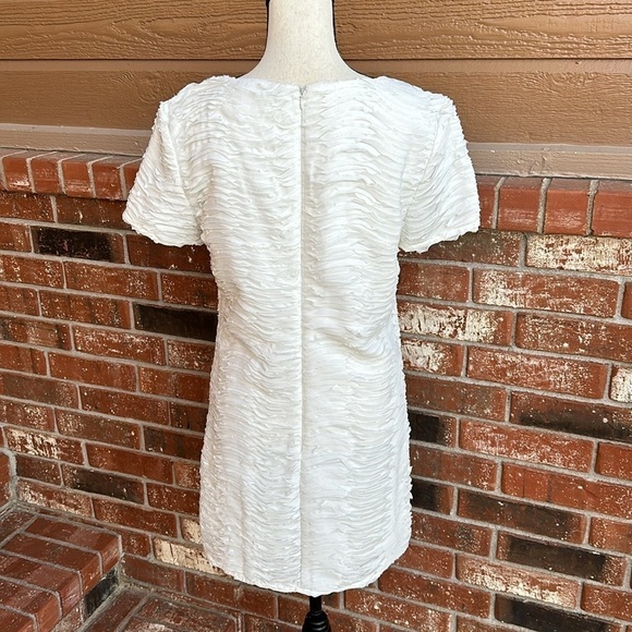NWT Ark & Co White Raw Hem Ruffle Shift Dress Women's Size Small - Picture 6 of 8
